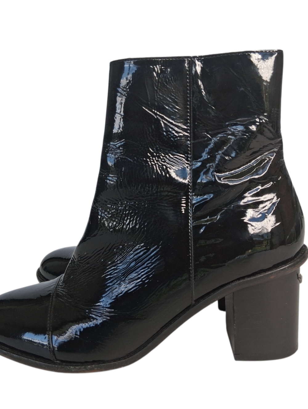 Zadig & Voltaire Lena Wrinkle Patent Leather Boots Womens Size 8 Black - Picture 13 of 13